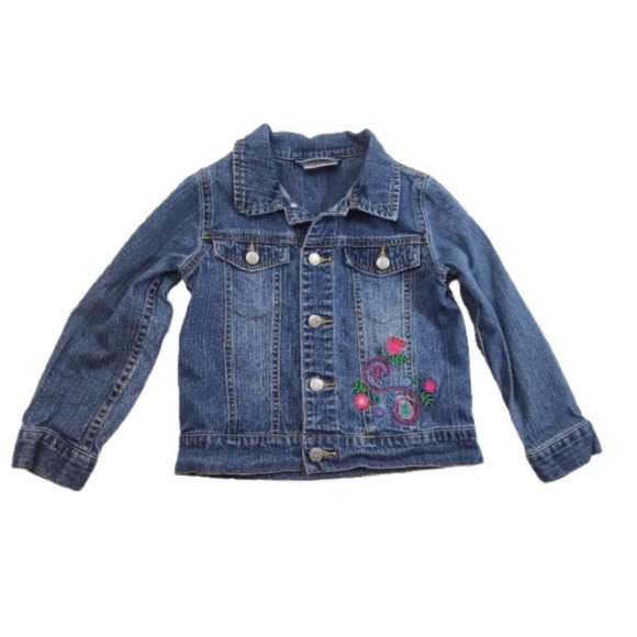 Hanna Andersson Floral Embroidered Jean Jacket 110 - Picture 1 of 7